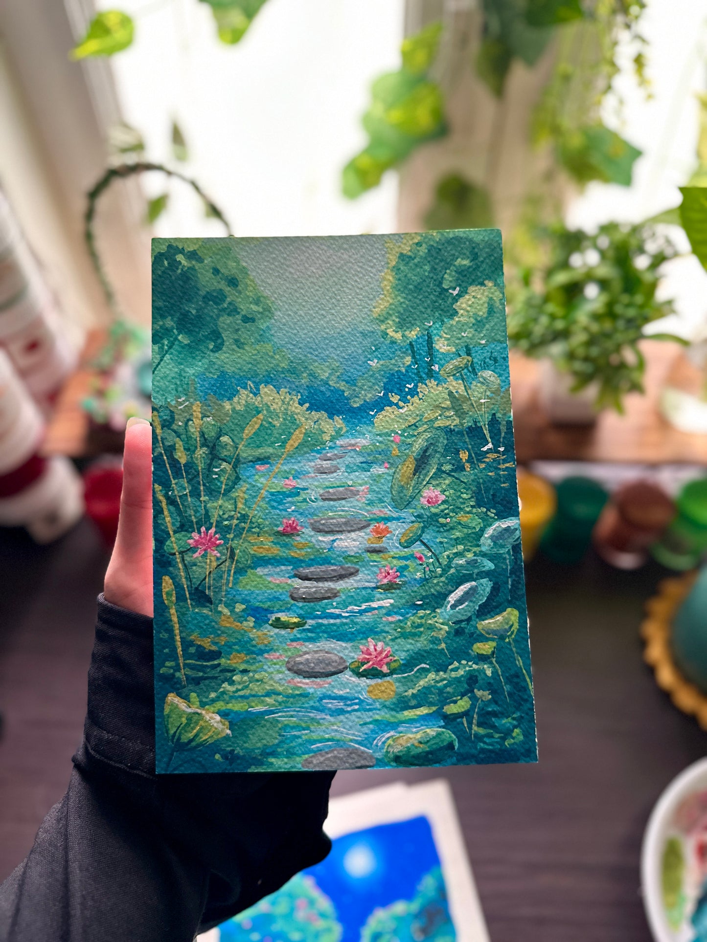 Original A5 artwork of a Lily Pond