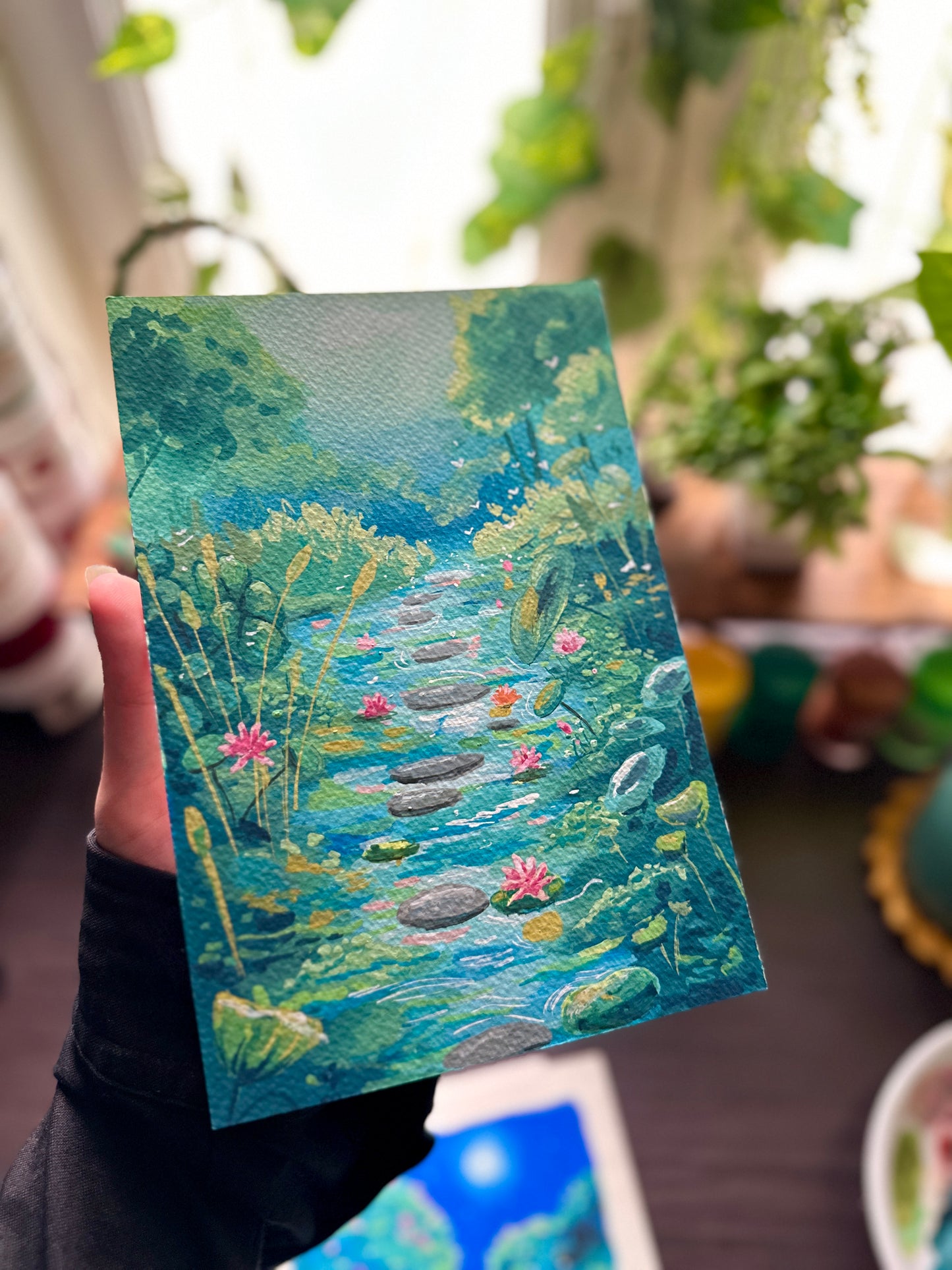 Original A5 artwork of a Lily Pond